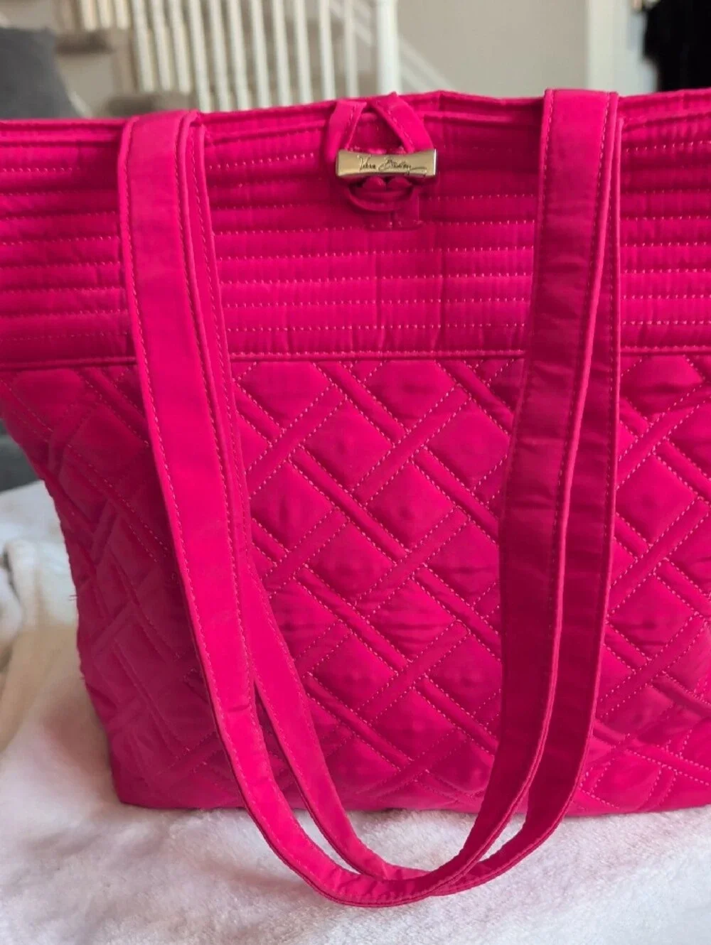 Vera Bradley Vibrant Pink Quilted Shoulder Tote